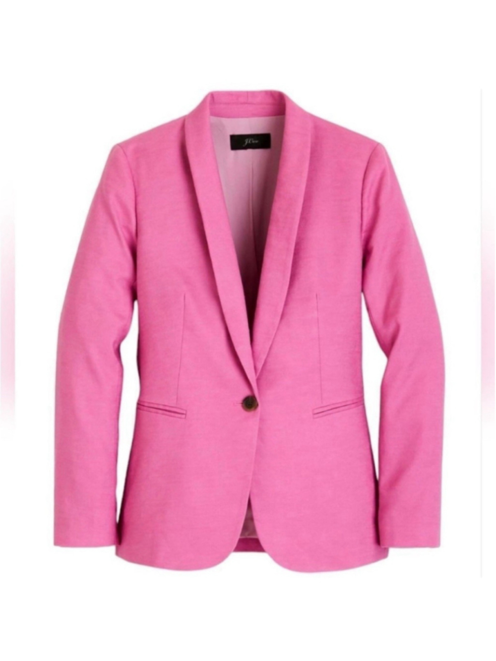 J Crew Blazer Womens 14 Pink Parke Linen Blend One Button Suit Jacket Office - Picture 2 of 12